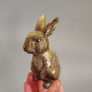 Gold Rabbit Figurine for Small Pets